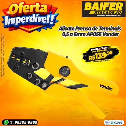 Alicate Prensa de Terminais 0,5 a 6mm AP056 Vonder