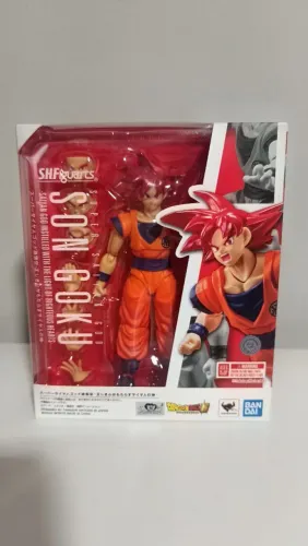 Goku Super Sayajin God Sh Figuarts BANDAI + brinde