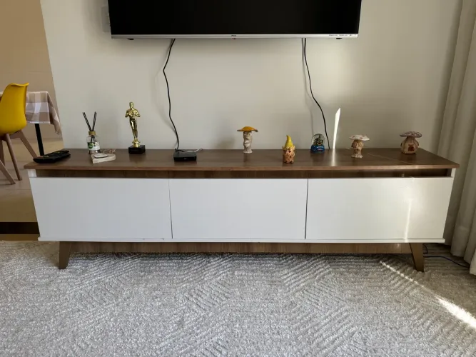 Raque de TV Branco/Madeirado 180cm