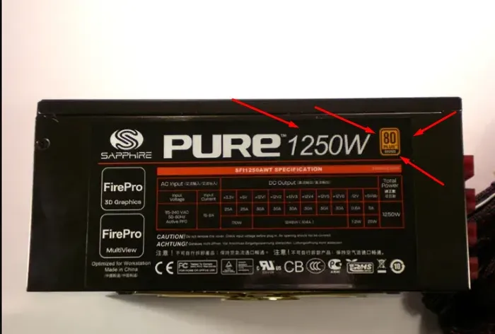 FONTE 1250W REAL SAPPHIRE PURE MODULAR 80 PLUS BRONZE PFC ATIVO
