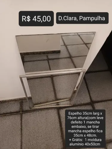 Espelho 35x76cm grátis moldura aluminio