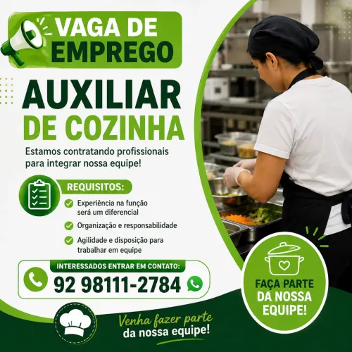 Vaga de emprego - Auxiliar de Cozinha