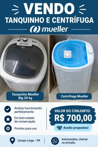 ? VENDO TANQUINHO E CENTRÍFUGA MUELLER