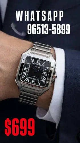 Relógio CARTIER SANTOS AUTOMÁTICO MOSTRADOR PRETO