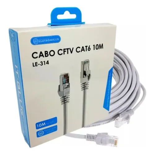 Cabo de Rede CAT6 10 metros IT-BLUE - Internet Gamer e CFTV - Novo