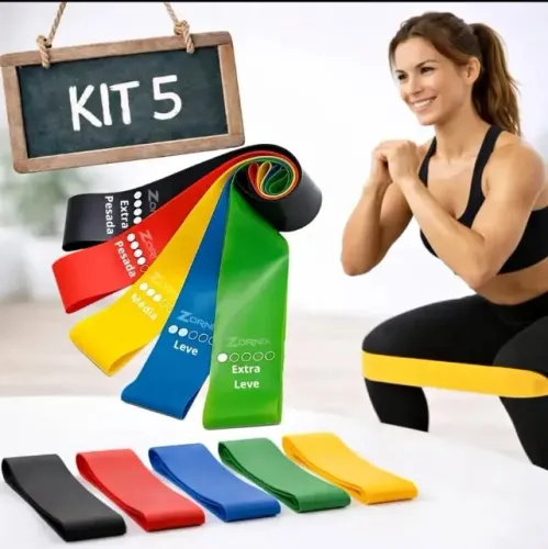 Kit 5 Faixas Elásticas Treino em Casa / Academia