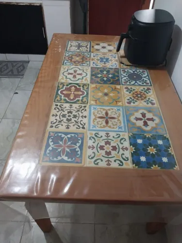 Mesa de Jantar Madeira Maciça com ladrilho hidráulico