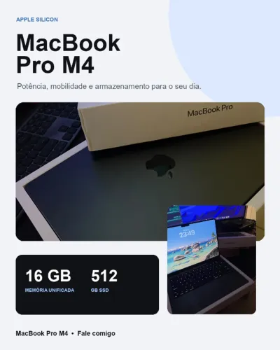 MacBook Pro 14" M4 16GB RAM 512GB SSD - Cor Meia-noite - Seminovo com caixa
