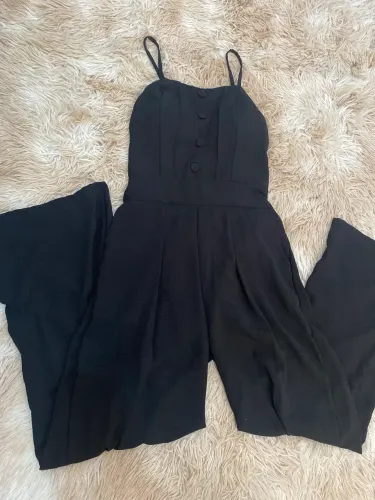 Macacão longo social preto com bojo 