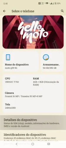 Moto g35 256gb troco em iPhone 128gb