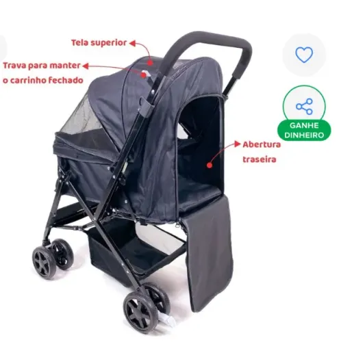 Carrinho de Passeio e transporte PETS até 20kg