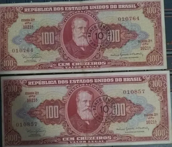 CÉDULAS cem cruzeiros Dom Pedro II