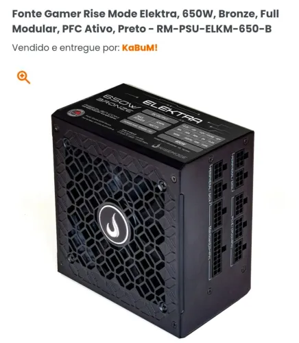 Fonte Gamer Rise Mode Elektra, 650W, Bronze, Full Modular, PFC Ativo,