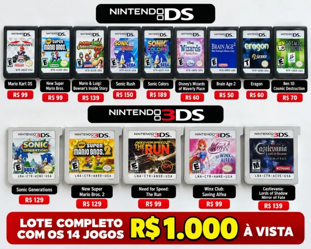 Jogos Nintendo DS e Nintendo 3DS - ORIGINAIS