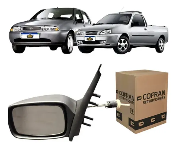 Retrovisor Esquerdo Com Controle Fiesta Courier 1996 A 2001