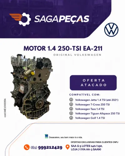 MOTOR 1.4 250-TSI EA 211 ORIGINAL VOLWKSVAGEM 