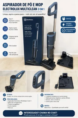Aspirador de pó e Mop Electrolux Multiclean 3 em 1