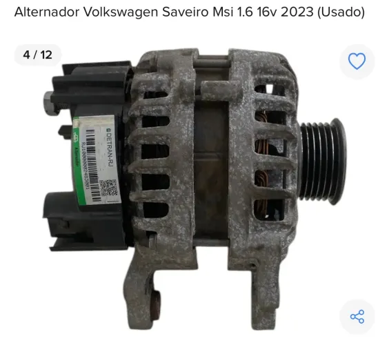 ALTERNADOR VOLKSWAGEN SAVEIRO 1.6 16v MSI 2023 ORIGINAL 