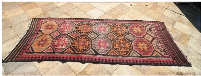 Tapetes Indianos Artesanais Estilo Kilim 110 x 320 cm (possui um furo pequeno)