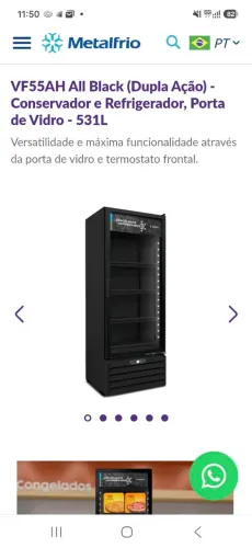 Freezer vertical metalfrio VF55, 531 litros 220V
