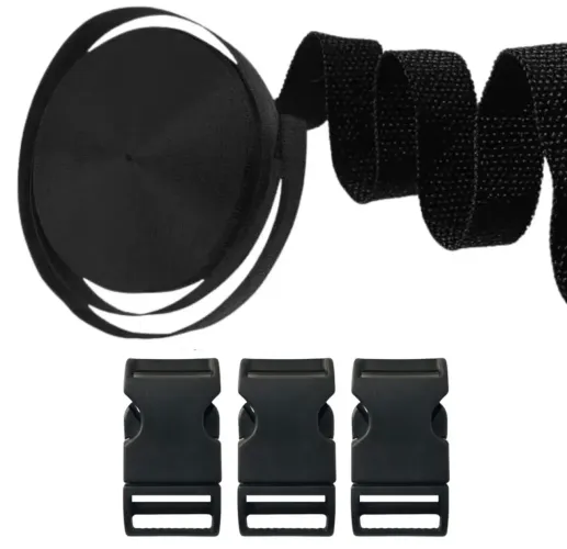 10mt Fita Ca 25mm + 10 Fechos Engate Rápido Bolsa Mochila