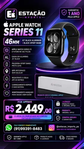 Relógio Apple Watch Series 11 46mm Original Lacrado Jet Black al Black