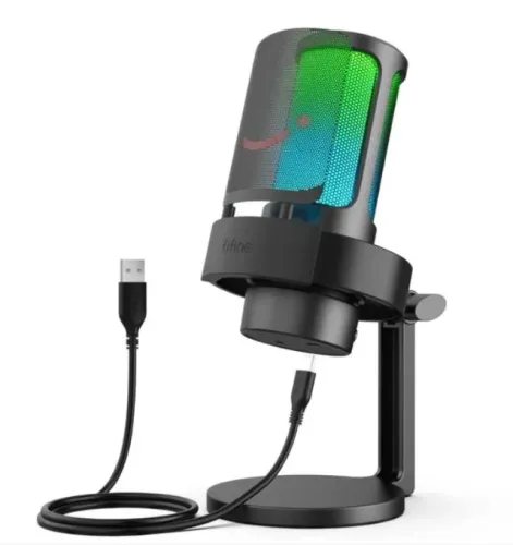 Microfone Condensador Fifine Ampligame A8 Usb Rgb Preto
