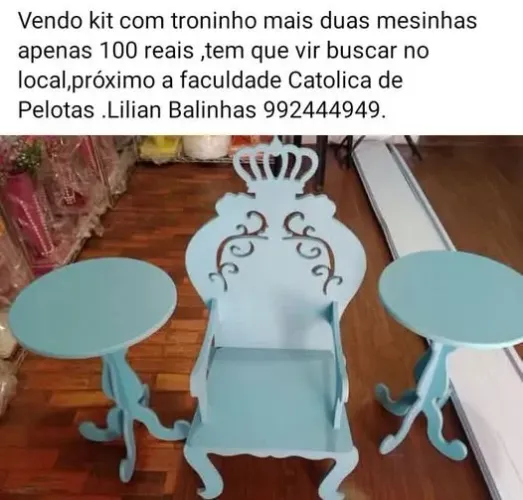 kit com troninho e duas mesinhas infantil