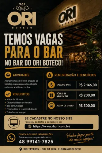 Vaga para o bar no ori rio tavares
