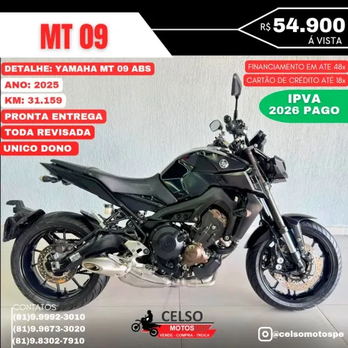 MT09 2025 Extra! Único Dono! Financio 48x aceito sua moto!!