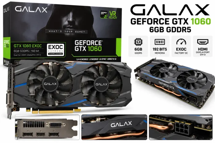 Placa de Vídeo Galax GeForce GTX 1060 6GB GDDR5 - Dual Fan