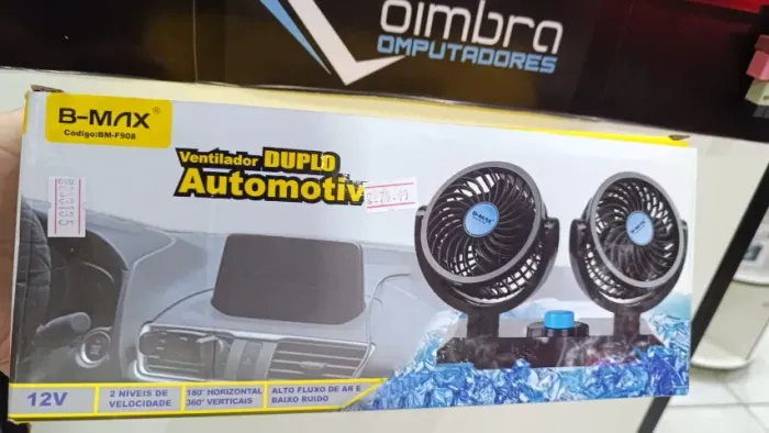 Ventilador Automtivo Ajustavel Duplo B-Max BM-F908 10 cm 12V Carro Caminhão Van - Coimbra