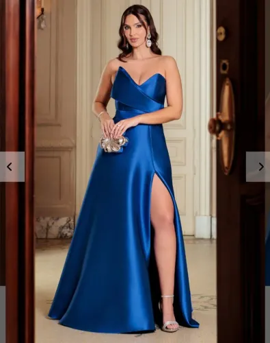 VESTIDO LONGO DE FESTA JAÚ AZUL ROYAL DA TOTH STORE USADO 1X