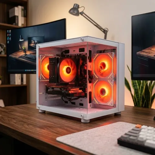 PC Gamer Branco Aquário: RX 580 8GB + Xeon 12 Núcleos/24 Threads + 16GB DDR4