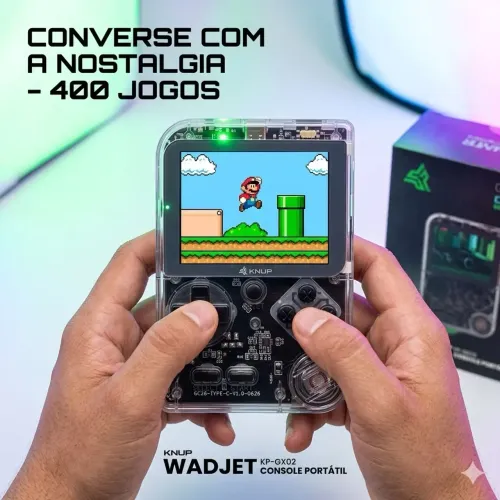 Game Portátil Retrô KP-GX02 400 Jogos Clássicos Tela LCD Colorida USB-C Recarregável
