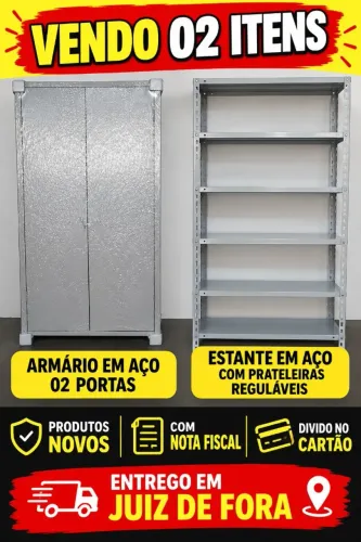 ARMÁRIO E ESTANTE EM AÇO