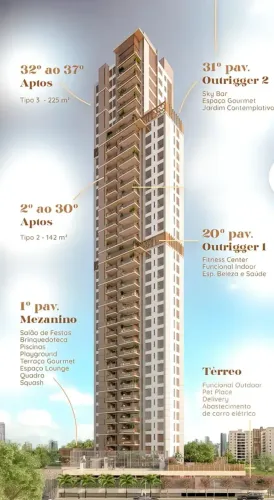 Eco Parahyba - Andar Alto - Vista Definitiva - Em construção- nascente sul - 142m² - 03 Su