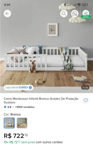 Vendo cama de casal infantil por 500,00