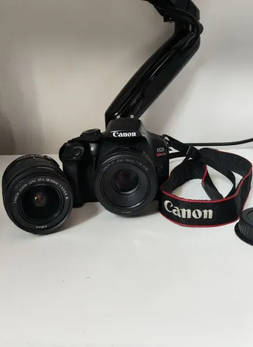 Câmera Canon T6 + lentes 50mm e 18-55mm + bolsa transporte