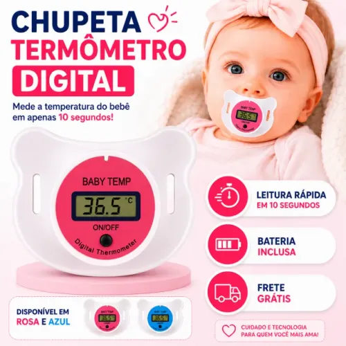 Chupeta Termômetro Digital Bebê LCD Prática e Confortável