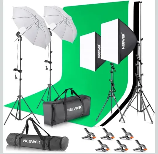 Kit de Iluminação Neewer para Estúdio Foto Vídeo Preto