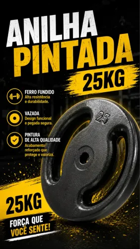 Anilha vazada pintada 25kg