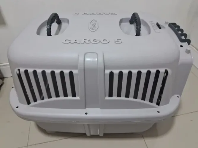 Caixa Transporte Cachorros Gatos Médio Porte Plast Pet Kennel cargo 5 Cinza 25kg