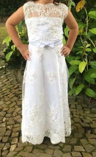 Vestido branco infantil para ABC ou dama 