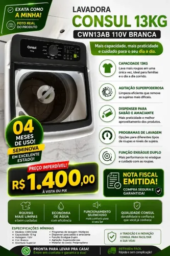 Máquina de lavar roupa 13kg