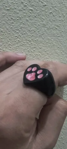 Anel coração com patinha