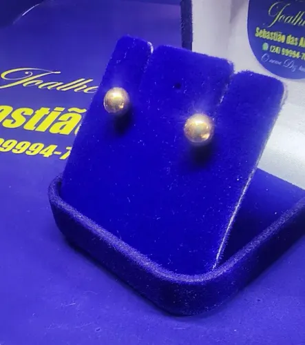 Brincos Bola Infantil ou Segundo furo 4 mm Ouro 18 Kilates