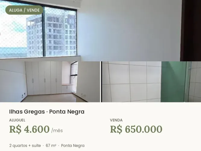 VENDO APTO - CONDOMÍNIO ILHAS GREGAS - PONTA NEGRA