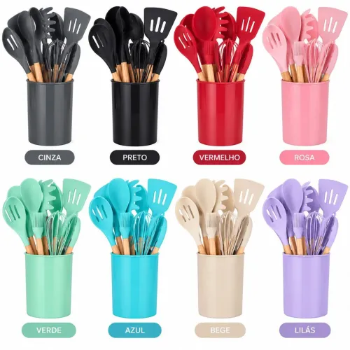 Kit de utensílios em silicone