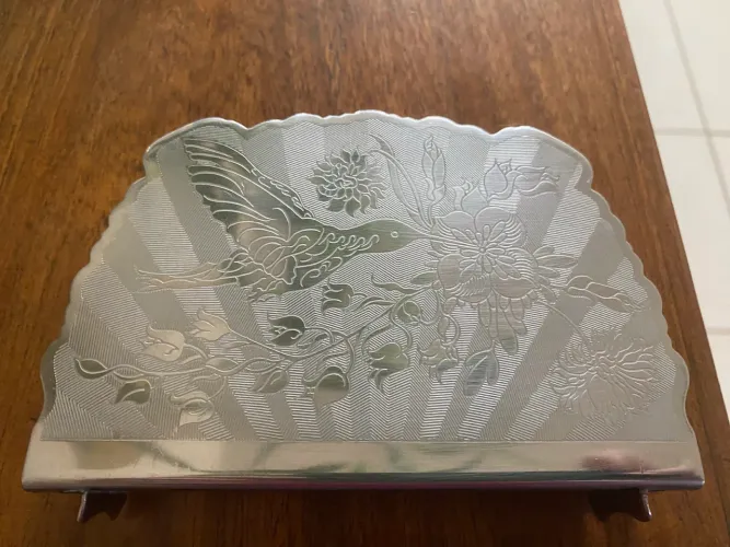 Porta-Guardanapo Decorado Inox - Art Prata (Ótimo Estado)
